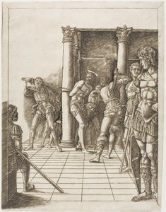 Bičování Krista s chodníkem od school of Andrea Mantegna