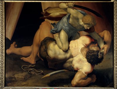 David a Goliáš Malba na oboustranné břidlici od Daniele de Volterra (1509-1566) (ec ital) 16. století Slunce 1,33x1,72 m Paris musee du Louvre od Daniele da  Volterra