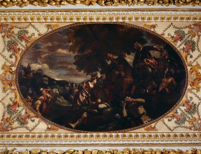 Obrana Scutariho, strop galerie, Chiswick House, Londýn (olej na plátně) od (1528 88) (after) Veronese