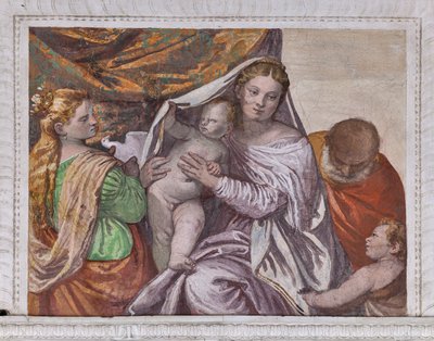 Madona s Jezulátkem a svatou Kateřinou nabízející Ježíškovi holubici, Jižní stěna pokoje Pejska, detail 2632659 od Veronese