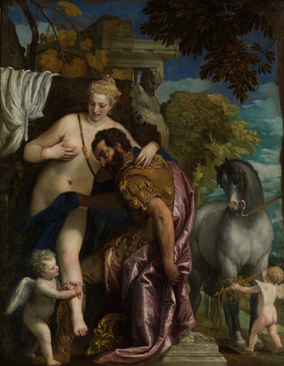 Mars a Venus United by Love, cca 1570 (olej na plátně) od Veronese