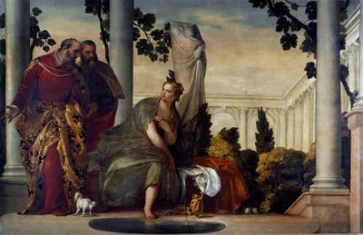 Suzanne a staříci. Obraz od Paola Caliariho Paul Veronese (1528-1588), kolem roku 1570. Olej na plátně. Rozměr: 175 x 320 cm. Genes, Banca Carige Collection od Veronese