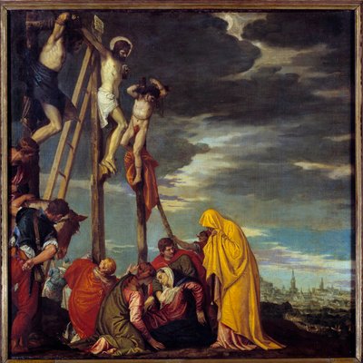 Obraz Kalvárie od Paola Caliariho dit Paolo Veronese (1528-1588) 16. století Sun. 1,02 x 1,02 m od Veronese