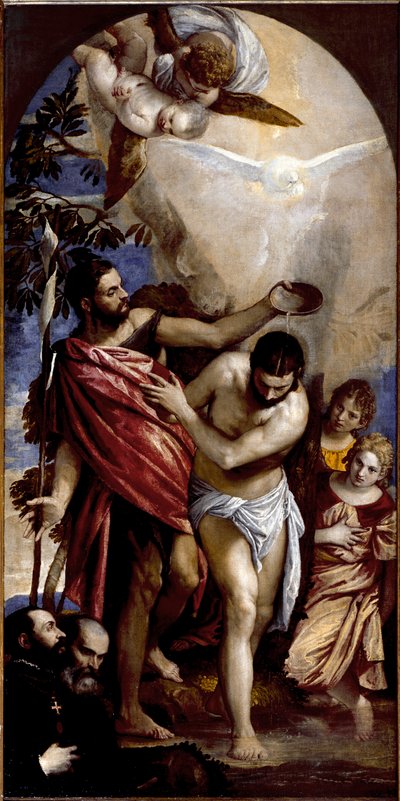 Křest Kristův. Obraz Paolo Caliari dit Paolo Veronese (1528-1588) od Veronese