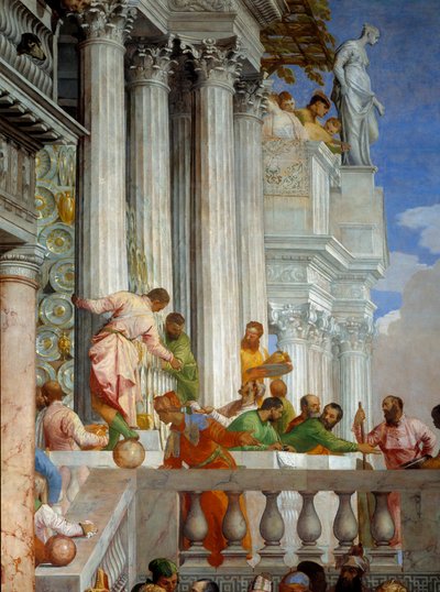 Svatba v Káně, detail: sloupy a balkon. Freska od Paola Veronese (1528-1588) Ec. pá. od Veronese