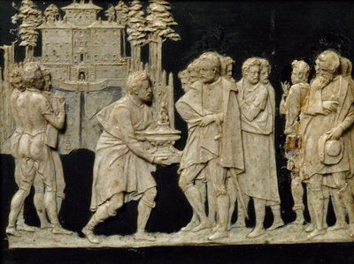 Prezentace modelu fontány v Pratolinu pro Francesca I, Jean de Boulogne aka Giambologna (1529-1608), vosková dlaždice od Giambologna