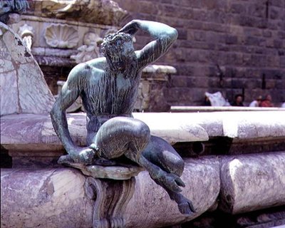 Neptunova fontána, detail satyra od Giambologna