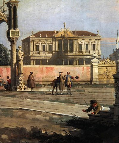 Detail městského domu a náměstí (olej na plátně) od Canaletto