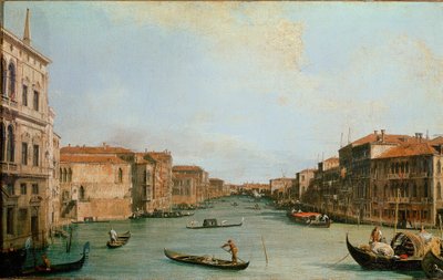Canal Grande při pohledu z Palazzo Balbi (Il Canal Grande da Palazzo Balbi). Pohled na Benátky podél kanálu. Obraz Giovanni Antonia Canal známý jako il Canaletto (1697-1768). Olej na plátně. Rozměr: 45 x 73 cm. Florencie, galerie Uffizi (Florencie, Uffizi od Canaletto