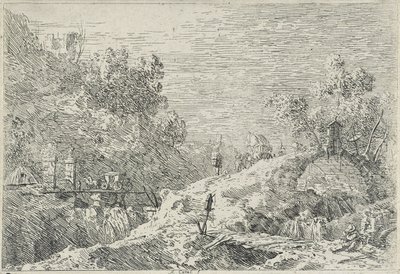Krajiny s pěti mosty, bez data (lept) od Canaletto
