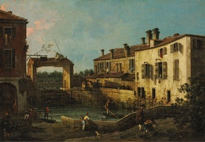 Zámek v Dolo, Canaletto (1697-1768). Olej na plátně, c. 1763. Rozměry : 30,5x44,5 cm. Muzeum umění, Budapešť od Canaletto