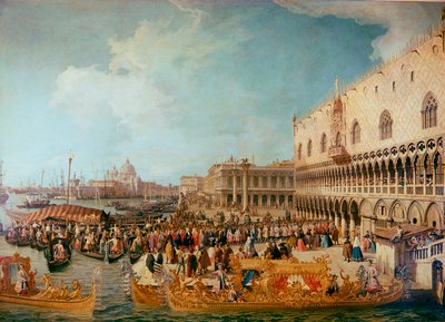 Přijetí císařského velvyslance hraběte Bolagnose v Dóžecím paláci v Benátkách Giuseppe Bolagnos, velvyslanec císaře Karla VI nebo Karla Habsburského (1685-1740) v Benátské republice. Obraz Giovanni Antonia Canal dit il Canaletto (1697-17 od Canaletto