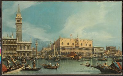 Molo, Benátky, z Bacino di San Marco (olej na plátně) od Canaletto
