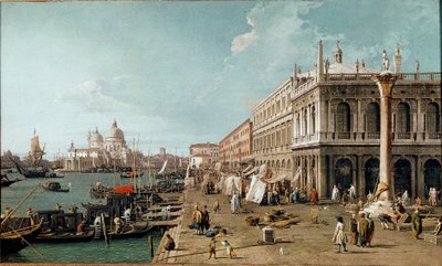 Pohled na Molo, Biblioteca Marciana a sloup sv. Theodora, Benátky od Canaletto