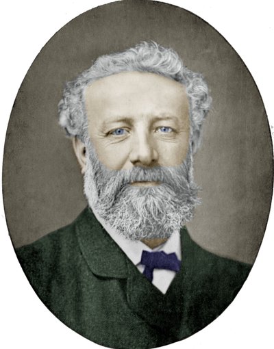 Jules Verne (1828-1905) francouzský romanopisec, fotografie Nadar, kolorovaný obraz od (1820 1910) Nadar