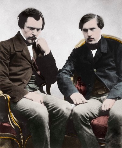 Bratři Edmond (1822-1896) a Jules (1830-1870) z Goncourt, francouzští spisovatelé, Nadar - Les freres Edmond de Goncourt (1822-1896) et Jules de Goncourt (1830-1870) literární kritici a francouzští spisovatelé, foto od Gaspard Felix Tournachon alias Felix  od Nadar