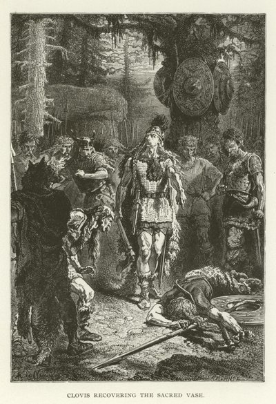 Clovis získává posvátnou vázu (rytina) od (after) American School