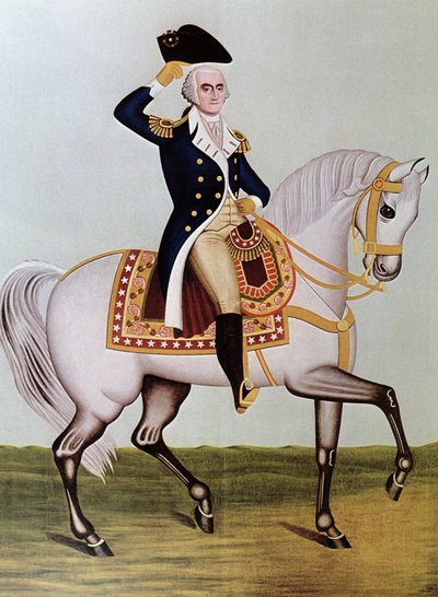 George Washington na koni (barevné lito) od (after) American School