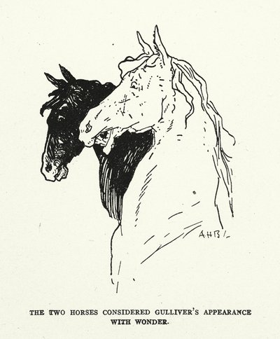 Ilustrace ke knize Gulliverovy cesty, Jonathan Swift (litografie) od (after) American School