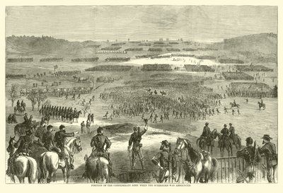 Postavení armády Konfederace, když byla oznámena kapitulace, duben 1865 (rytina) od (after) American School