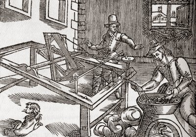 Hedvábné vinutí, faksimile obrazu v knize Edwarda Williama "Virginia Truly Valued", 1650, z 