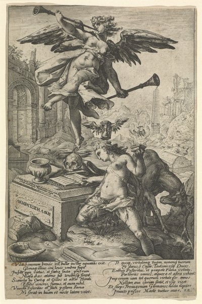 Sláva a historie, po roce 1586 (rytina na položený papír) od (after) Dutch School