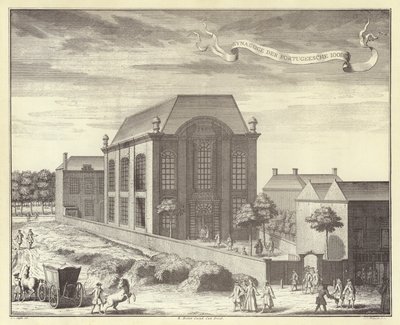 Portugalská synagoga, Amsterdam (rytina) od (after) Dutch School