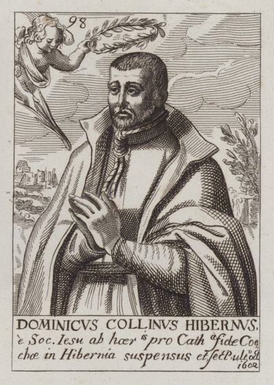 Dominic Collins, irský jezuita a katolický mučedník (rytina) od (after) English School
