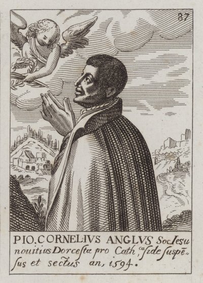 John Cornelius, anglický jezuita katolický kněz a mučedník (rytina) od (after) English School
