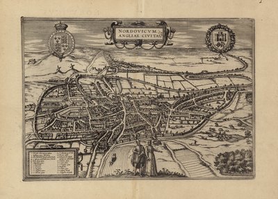 Mapa Norwich, Norfolk (rytina) od (after) English School