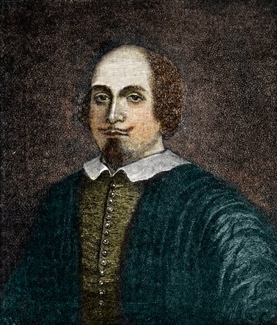 Portrét anglického dramatika Williama Shakespeara (1564-1616) Rytina podle anonymního obrazu z 18. století od (after) English School
