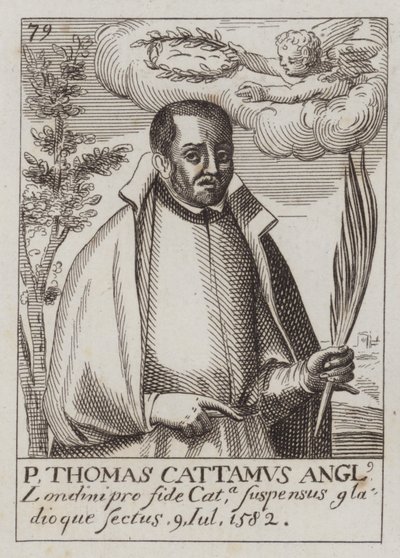 Thomas Cottam , anglický katolický kněz a mučedník (rytina) od (after) English School