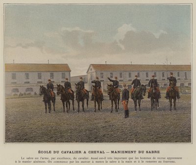 Škola jezdce na koni, Manipulace se šavlí (barevné foto) od (after) French Photographer