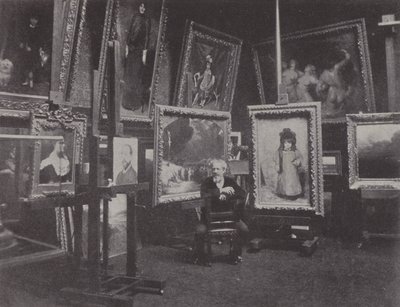 Francouzský malíř Carolus-Duran ve svém ateliéru (č/b foto) od (after) French Photographer