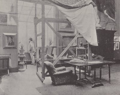 Francouzský malíř Paul-Albert Besnard ve svém ateliéru (č/b foto) od (after) French Photographer