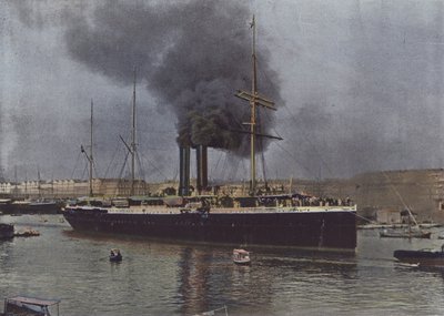 Marseille, Loď Messageries Maritimes opouštějící přístav (barevné foto) od (after) French Photographer