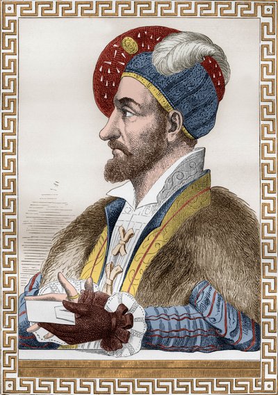 Charles III vévoda z Bourbonu, známý jako Connetable of Bourbon (1490-1527), connetable Francie v letech 1515-1521, poté vstoupil do služeb Charlese Quinta, rytina po Gaignieresovi z knihy „Francois1er“ od De Lescure od (after) French School