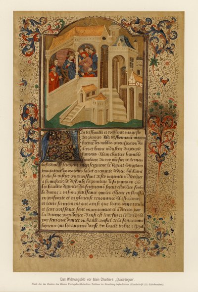 Dedikační stránka Quadrilogue Invectif Alaina Chartiera od (after) French School