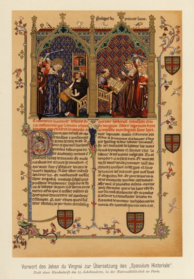 Předmluva k překladu Speculum Historiale od Jeana de Vignay (barevná litografie) od (after) French School