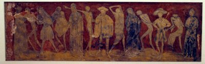 Freskové vydání „La Danse macabre““ ze starověkého opatství La Chaise-Dieu (Chaise Dieu) od Louise Ypermana (kolem roku 1856?) 1894. Paříž, Museum of Monuments english od (after) French School