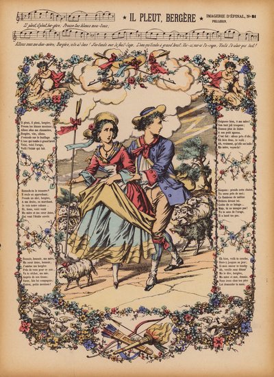 Il Pleut, Bergere (kolorovaná rytina) od (after) French School