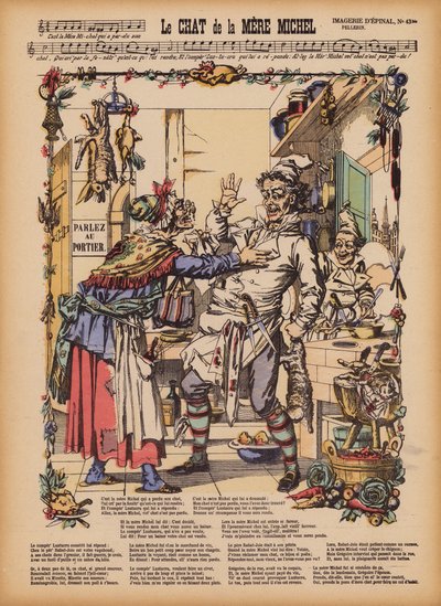 Le Chat de la Mere Michel (kolorovaná rytina) od (after) French School