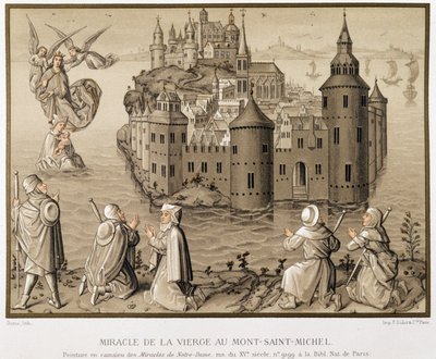 Miracle of the Virgin at Mont-Saint-Michel - faksimile camaieu obrazu „Zázraky Panny Marie“ od (after) French School