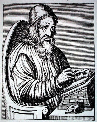 Portrét Trimethia, kopie francouzské rytiny z 18. století reprodukované v „Les Sciences Maudites“ od Jollivet-Castelot, použité v „Historie magie“, vydané koncem 19. století (rytina) od (after) French School