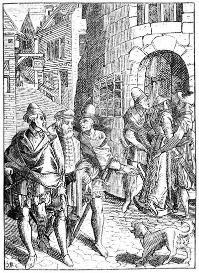 Proboštova věznice, rue de la Tannerie, Paříž, po dřevorytu v „Praxis Rerum Civilium“ od Joose de Damhouder (1507-81) publikoval Antverpy od (after) French School