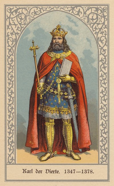 Karel IV., český a německý král a císař Svaté říše římské (barevná litografie) od (after) German School