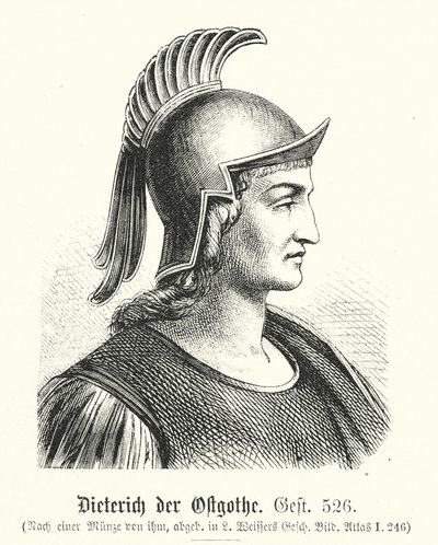Dieterich Ostrogótský, 454-526, Theodorik (rytina) od (after) German School