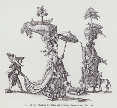 Německé karikatury parodující ženské účesy té doby od (after) German School