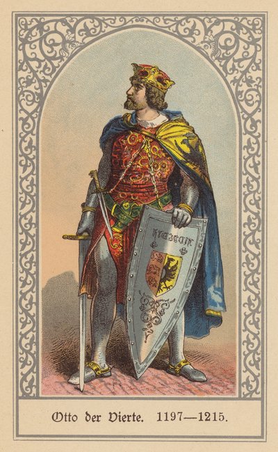 Otto IV, císař Svaté říše římské (barevná litografie) od (after) German School