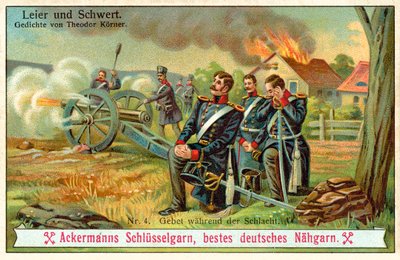 Modlitba během bitvy (chromolitho) od (after) German School